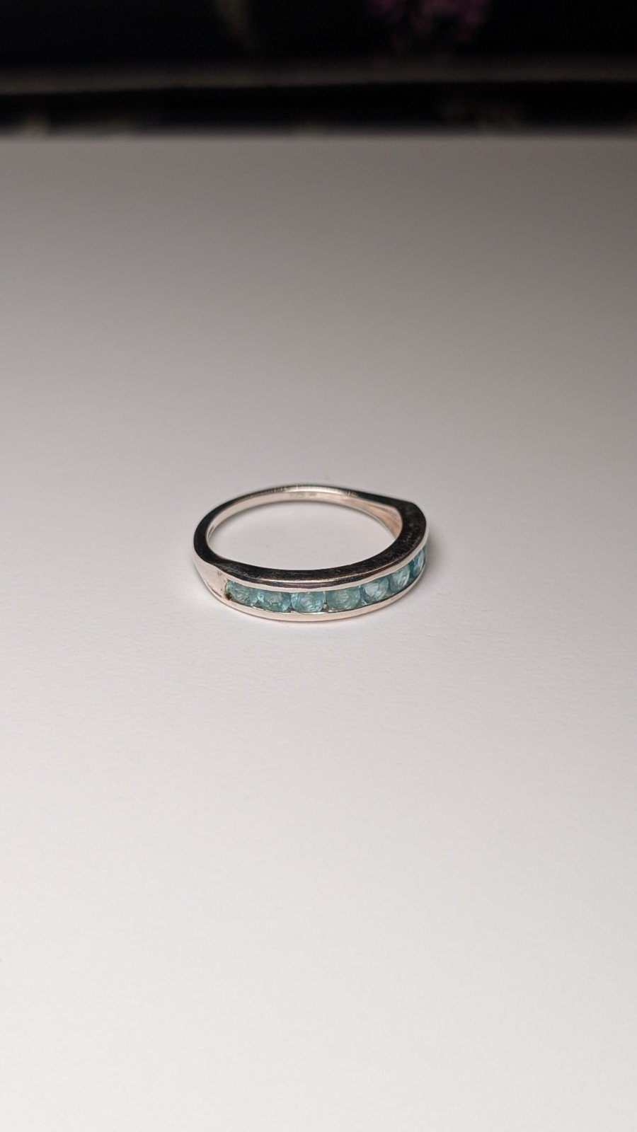 Vintage Sterling Silver Channel Set Aquamarine Ring | Size P 1/2 | 925 - Image 4