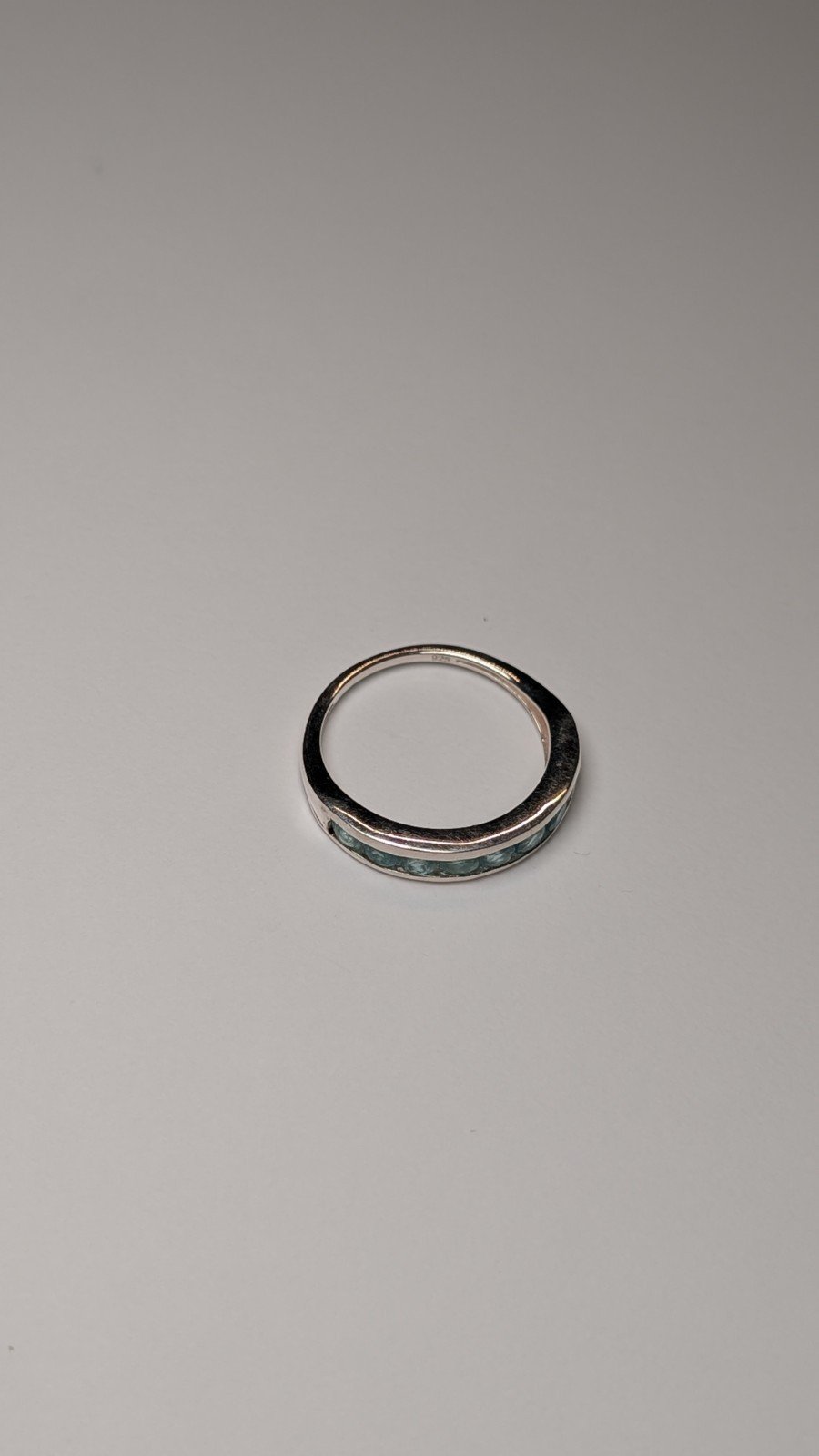 Vintage Sterling Silver Channel Set Aquamarine Ring | Size P 1/2 | 925 - Image 5