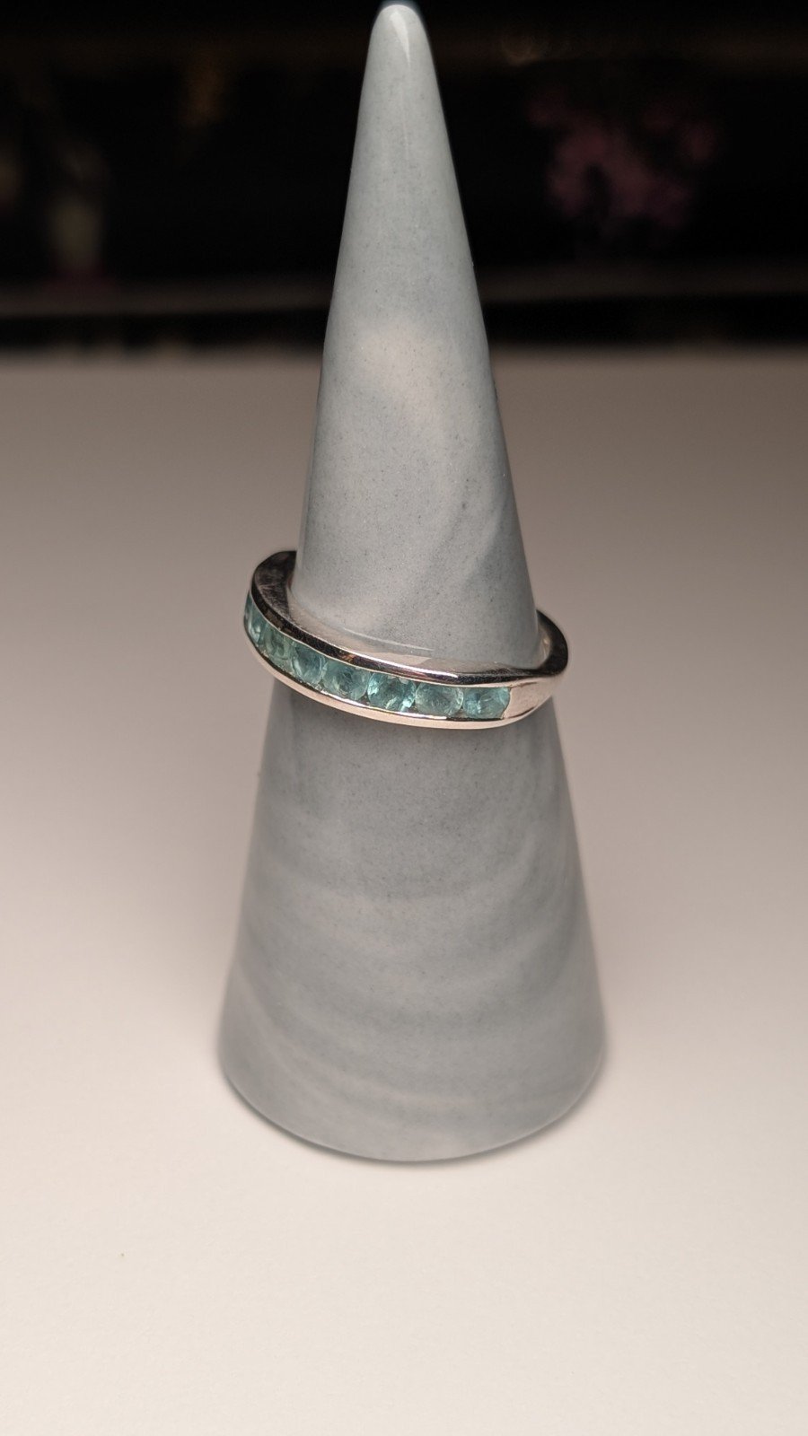 Vintage Sterling Silver Channel Set Aquamarine Ring | Size P 1/2 | 925 - Image 6