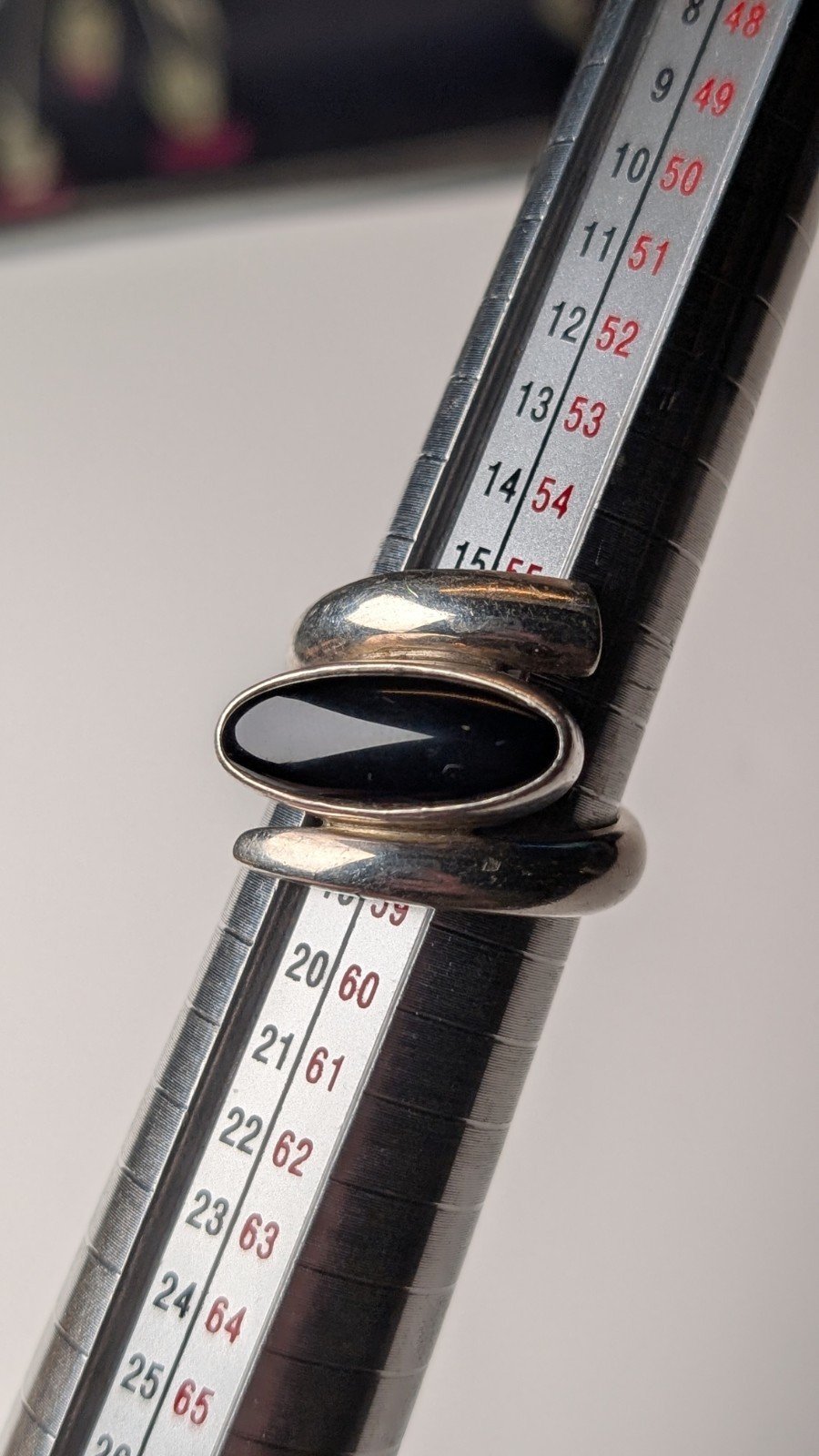 Vintage Sterling Silver Swirl Black Onyx Ring | Size P 1/2 | 925 Silver - Image 8