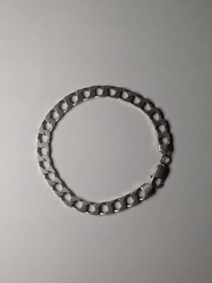 Vintage Sterling Silver Flat Curb Link Men's Bracelet | 21.5cm | 19g 925 Silver