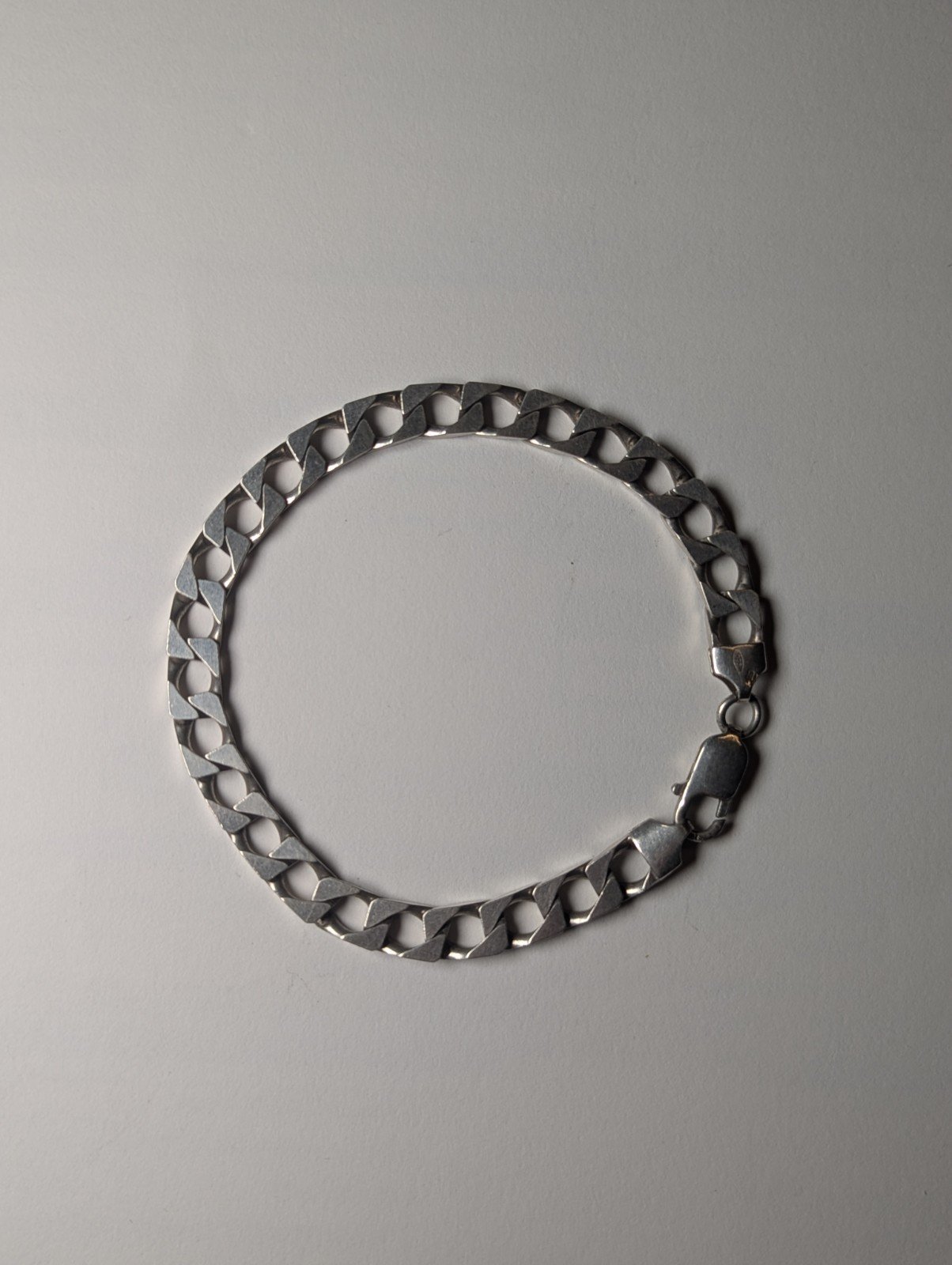 Vintage Sterling Silver Flat Curb Link Men's Bracelet | 21.5cm | 19g 925 Silver