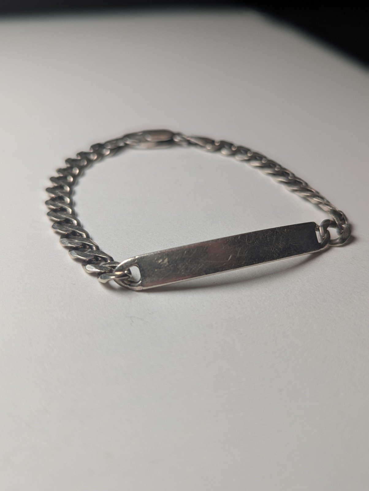 Vintage Sterling Silver Curb Link ID Bracelet | 15.28g | 20cm | 925 Silver - Image 2
