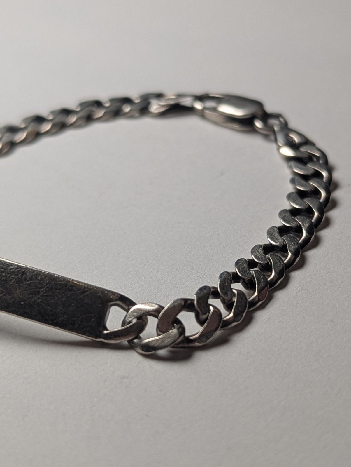 Vintage Sterling Silver Curb Link ID Bracelet | 15.28g | 20cm | 925 Silver - Image 3
