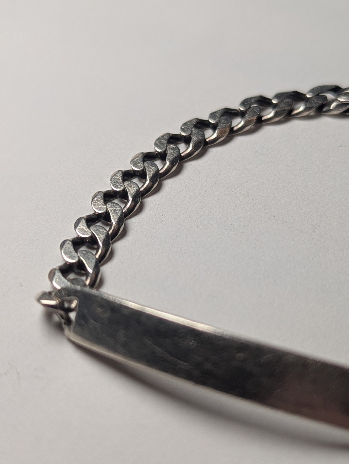 Vintage Sterling Silver Curb Link ID Bracelet | 15.28g | 20cm | 925 Silver - Image 4
