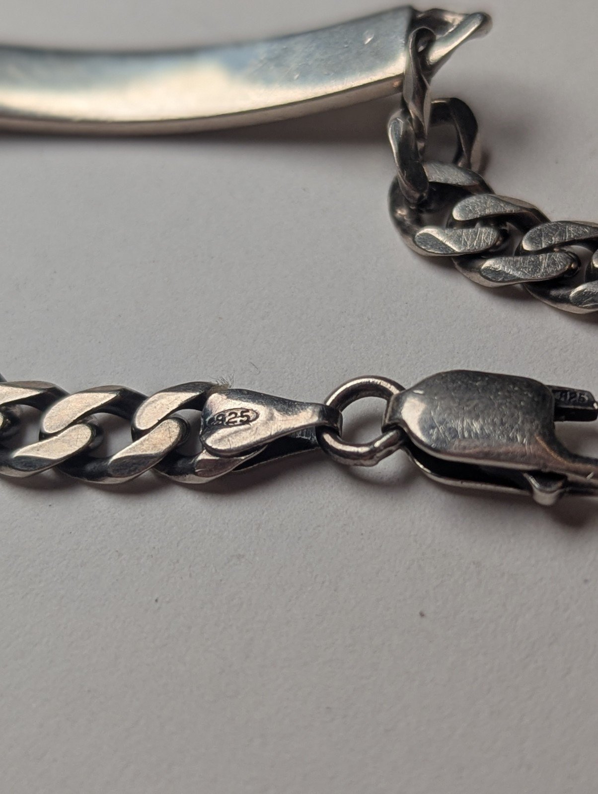 Vintage Sterling Silver Curb Link ID Bracelet | 15.28g | 20cm | 925 Silver - Image 5