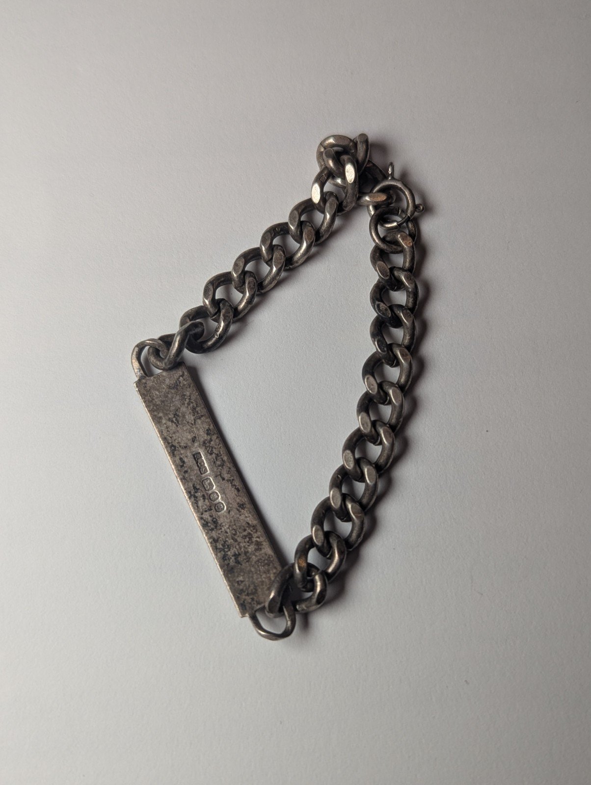 Vintage Sterling Silver ID Tag Chain Link Bracelet | 20.5cm | 29.88g 925 Silver