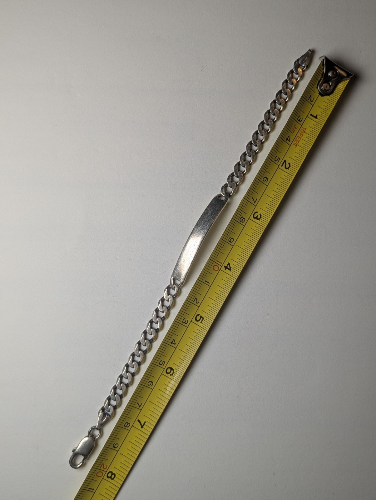 Vintage Sterling Silver Curb Link ID Bracelet | 15.28g | 20cm | 925 Silver - Image 7
