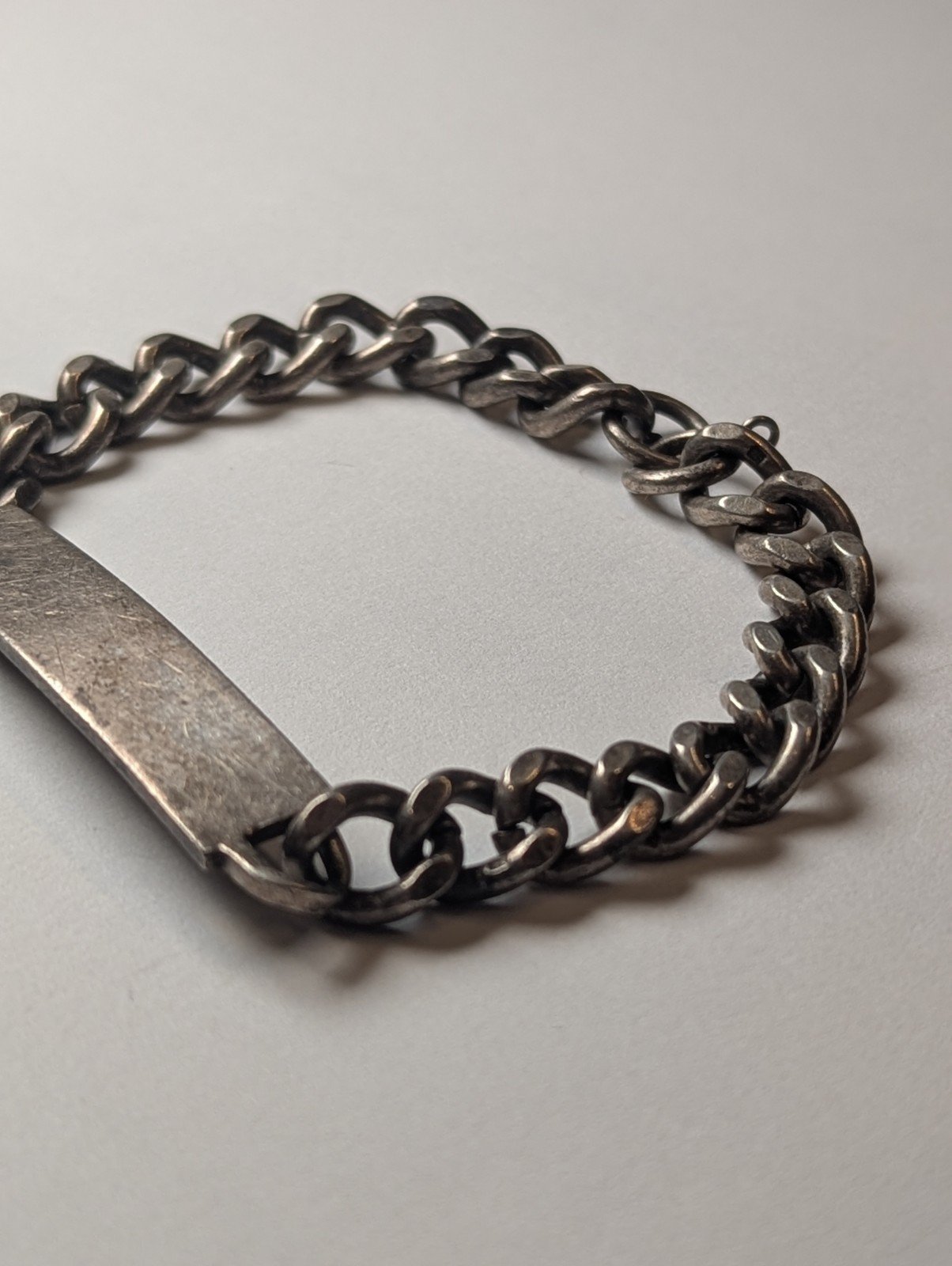 Vintage Sterling Silver ID Tag Chain Link Bracelet | 20.5cm | 29.88g 925 Silver - Image 4