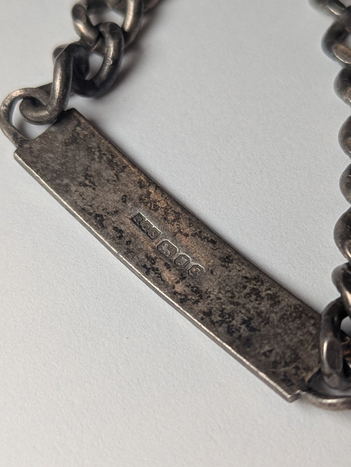 Vintage Sterling Silver ID Tag Chain Link Bracelet | 20.5cm | 29.88g 925 Silver - Image 5