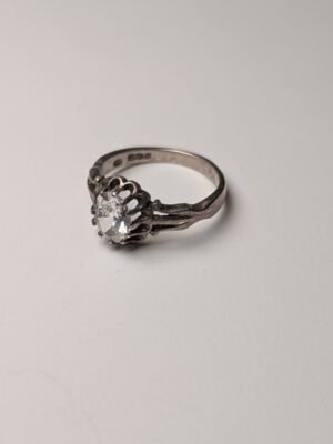 Vintage Sterling Silver Clear Gemstone Solitaire Ring | Size P 1/2 | 925 Silver