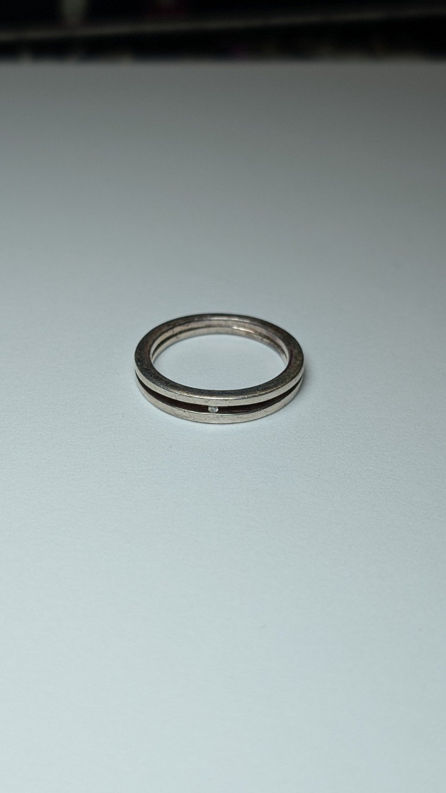 Vintage Sterling Silver Clear Gemstone Band Ring | Size R | 925 Silver