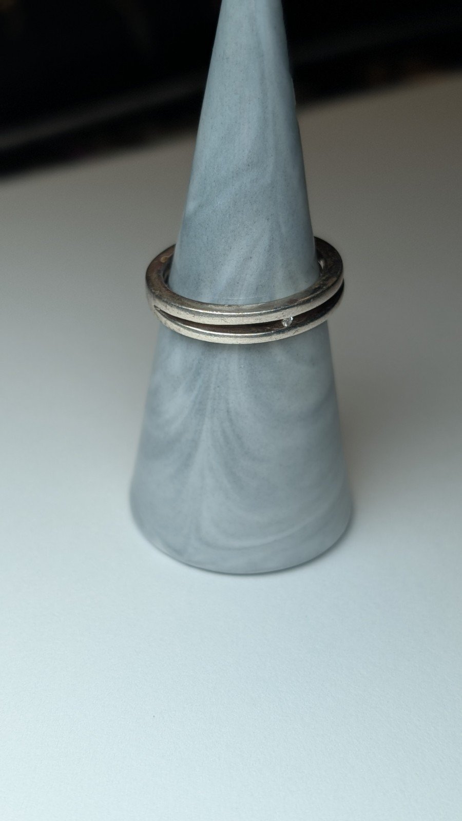 Vintage Sterling Silver Clear Gemstone Band Ring | Size R | 925 Silver - Image 5