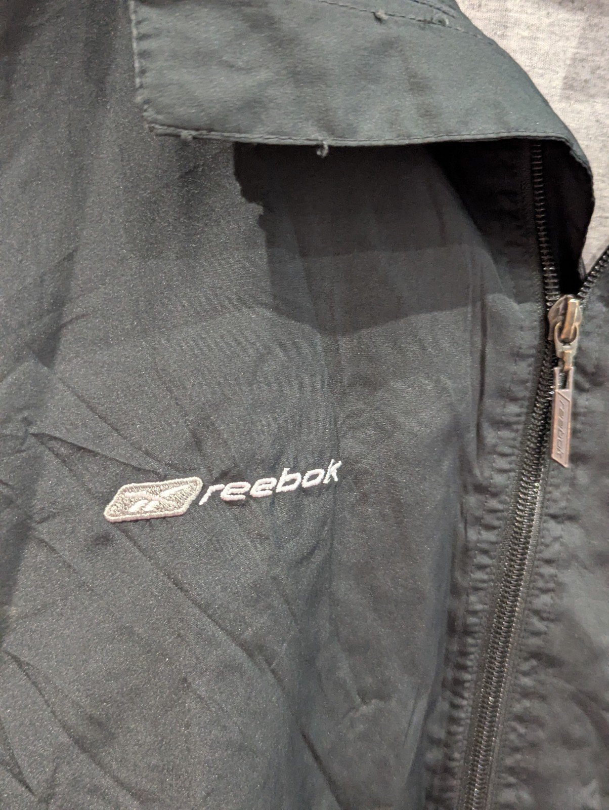 Vintage Black Reebok Windbreaker Jacket Size Large 90s Retro Full Zip Nylon Coat - Image 5
