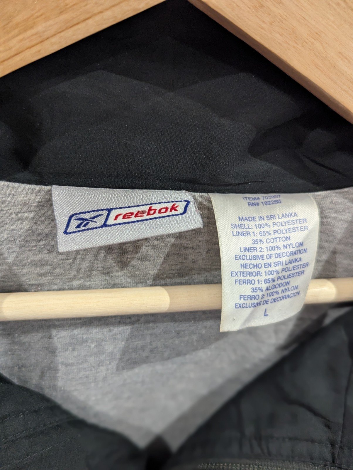 Vintage Black Reebok Windbreaker Jacket Size Large 90s Retro Full Zip Nylon Coat - Image 8