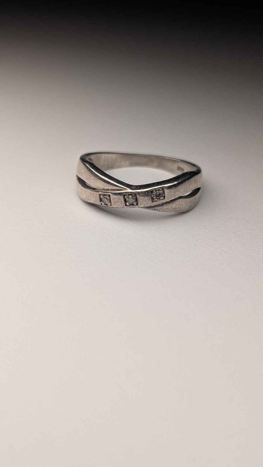 Vintage Sterling Silver 3 Stone Ring | Size M | 925 Silver