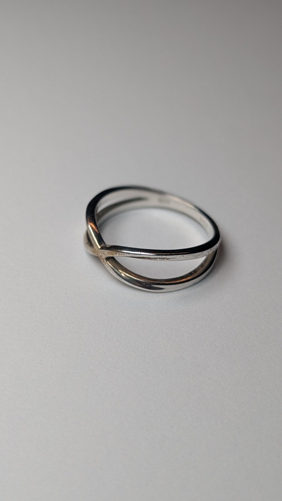 Vintage Sterling Silver Crossover Ring | Size S | 925 silver