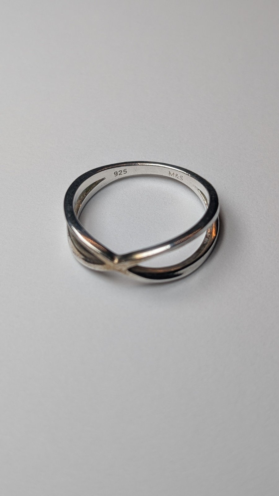 Vintage Sterling Silver Crossover Ring | Size S | 925 silver - Image 3