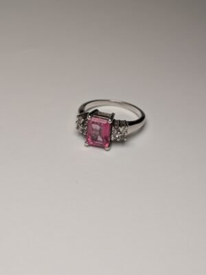 Vintage Sterling Silver Pink Stone Ring | Size O 1/2 | 925 Silver