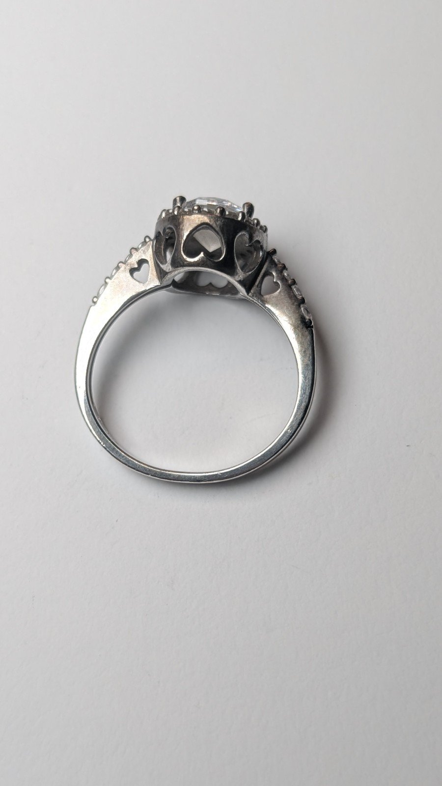 Vintage Sterling Silver Clear DQCZ Halo Gemstone Ring | Size Q | 925 Silver - Image 8