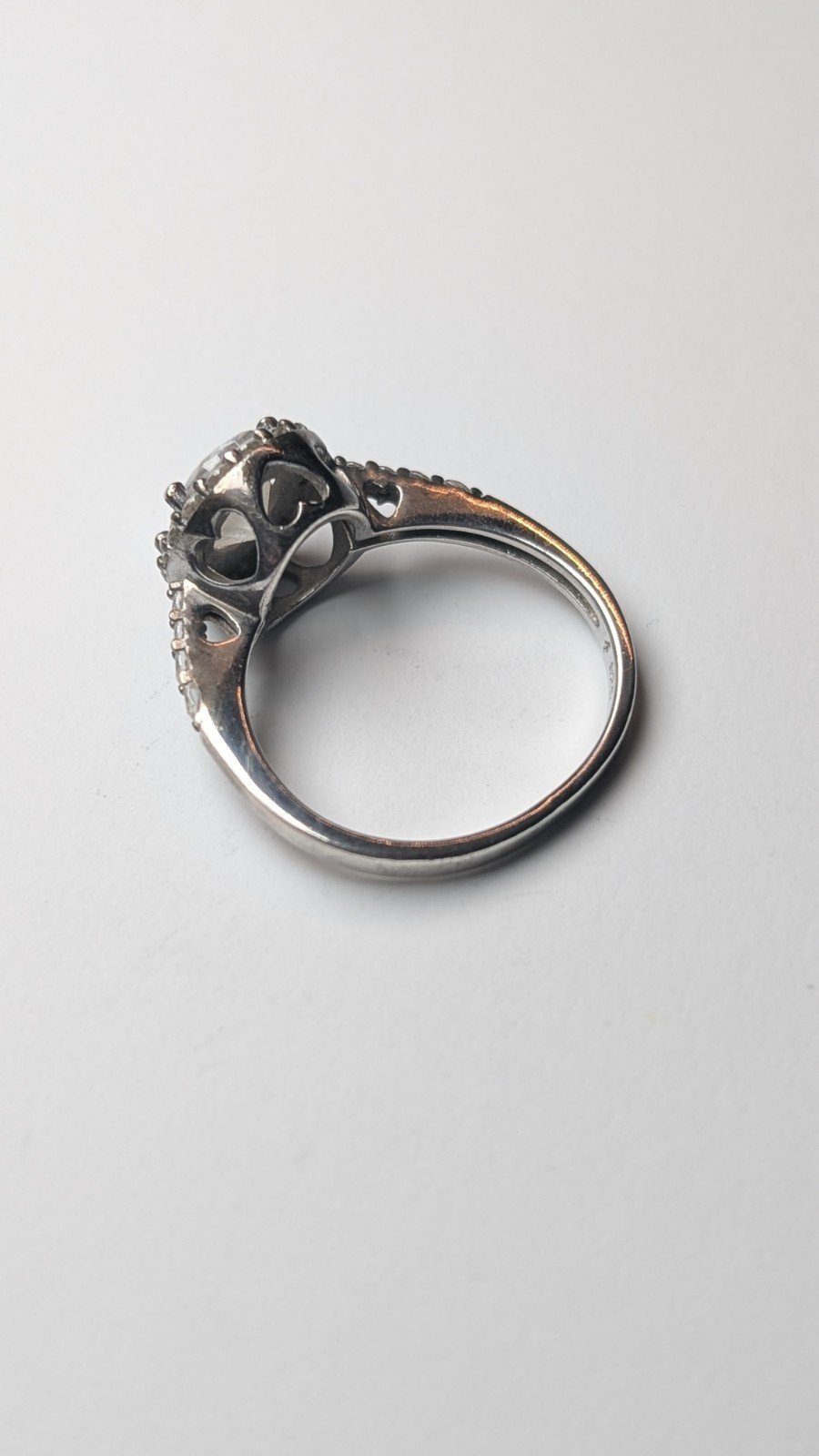 Vintage Sterling Silver Clear DQCZ Halo Gemstone Ring | Size Q | 925 Silver - Image 9