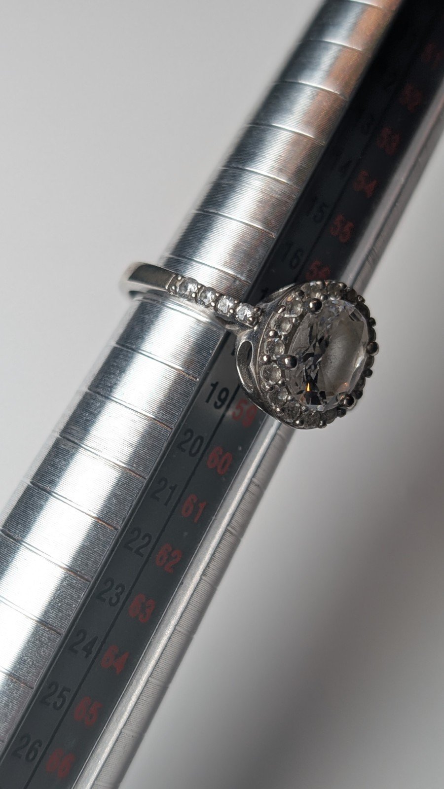 Vintage Sterling Silver Clear DQCZ Halo Gemstone Ring | Size Q | 925 Silver - Image 13