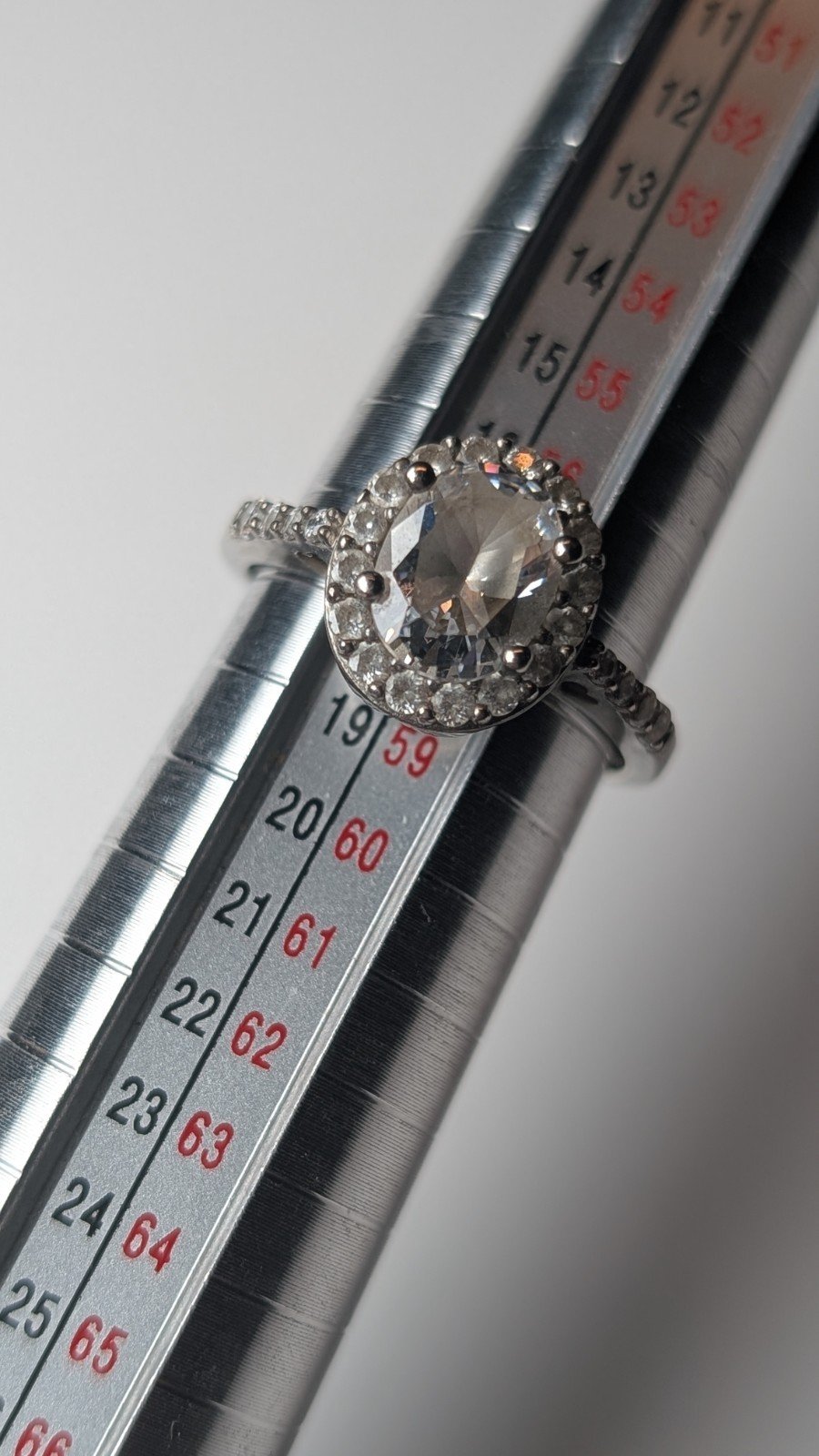 Vintage Sterling Silver Clear DQCZ Halo Gemstone Ring | Size Q | 925 Silver - Image 14