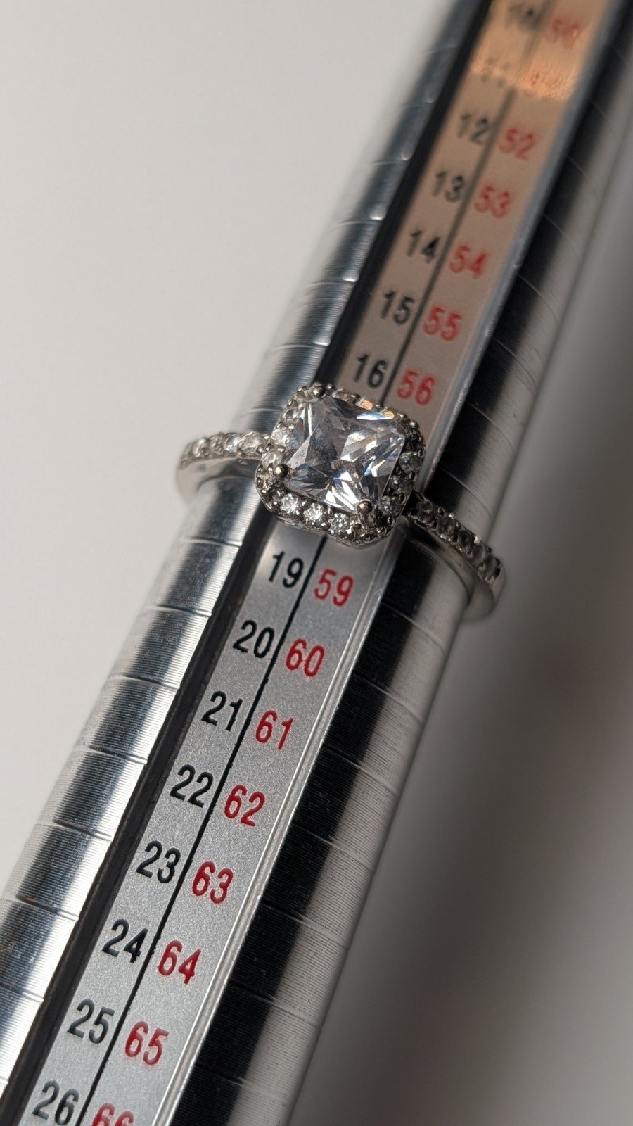 Vintage Sterling Silver Clear CZ Halo Gemstone Ring | Size Q 1/2 | 925 - Image 7