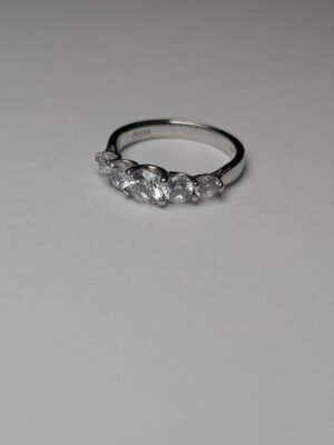 Vintage Sterling Silver 5 Stone DQCZ Ring | Size M 1/2 | 925 Silver