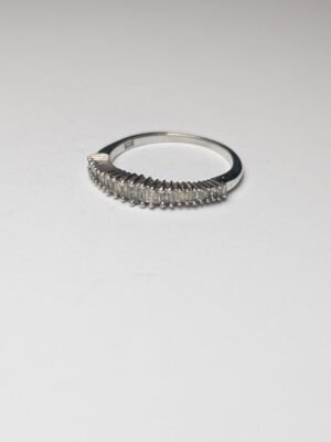 Vintage Sterling Silver Clear Gemstones Baguette Ring | Size M 1/2 | 925 Silver