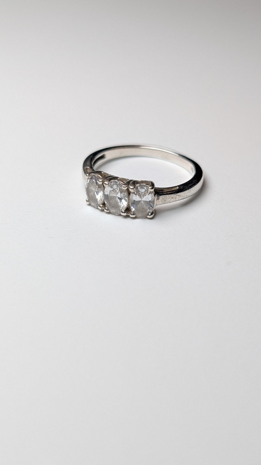 Vintage Sterling Silver Swarovski CZ 3 Stone Ring | Size N | 925 Silver