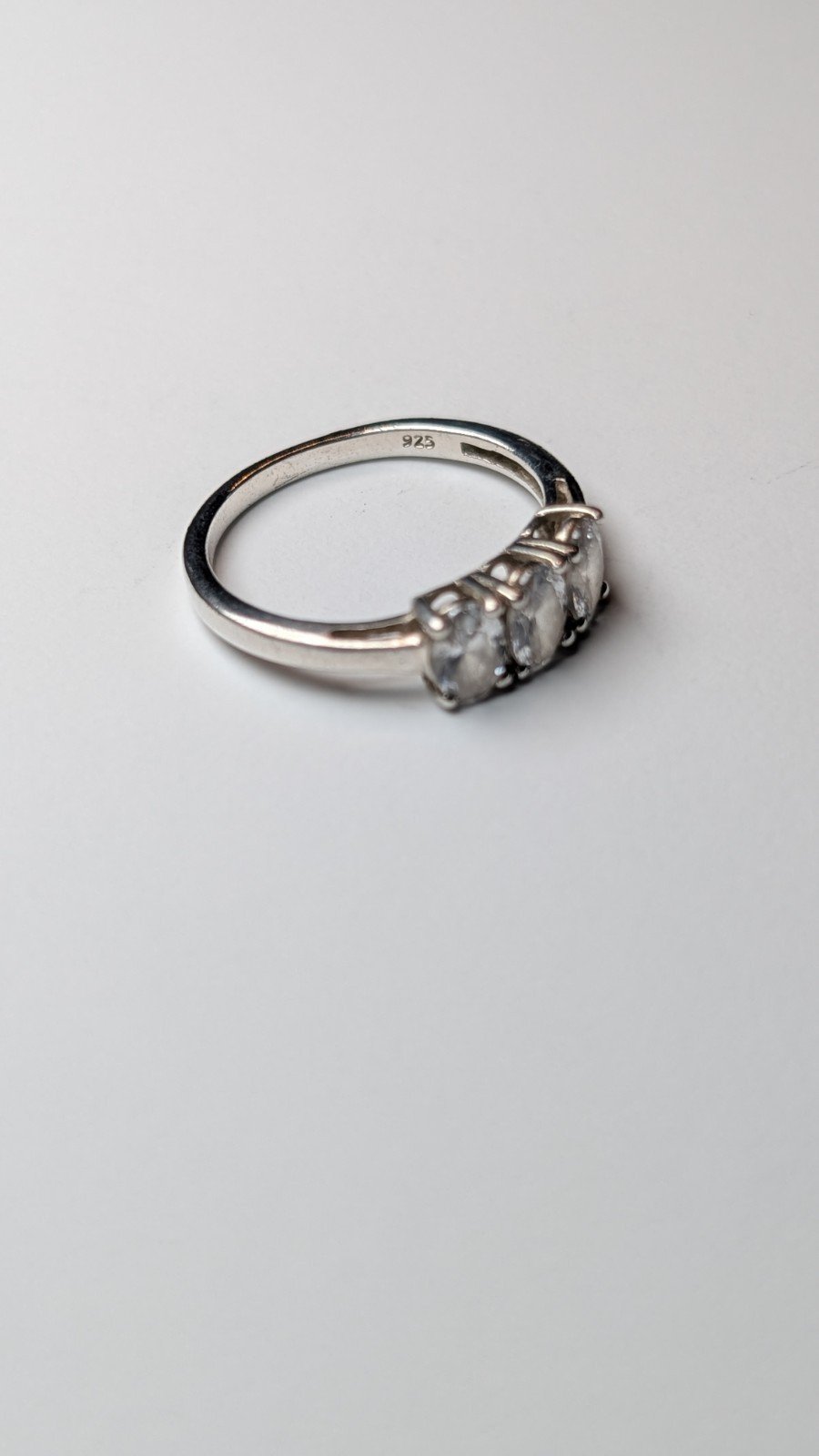 Vintage Sterling Silver Swarovski CZ 3 Stone Ring | Size N | 925 Silver - Image 2