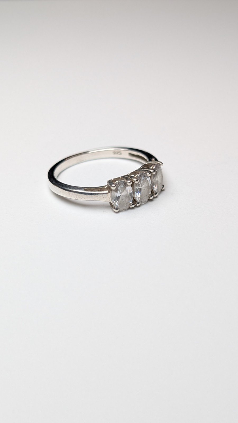 Vintage Sterling Silver Swarovski CZ 3 Stone Ring | Size N | 925 Silver - Image 3