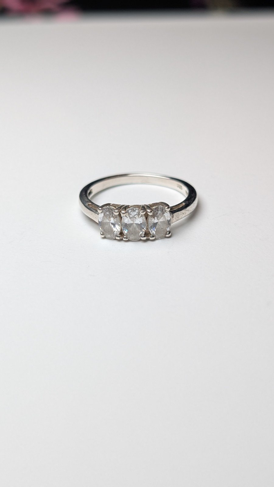 Vintage Sterling Silver Swarovski CZ 3 Stone Ring | Size N | 925 Silver - Image 4