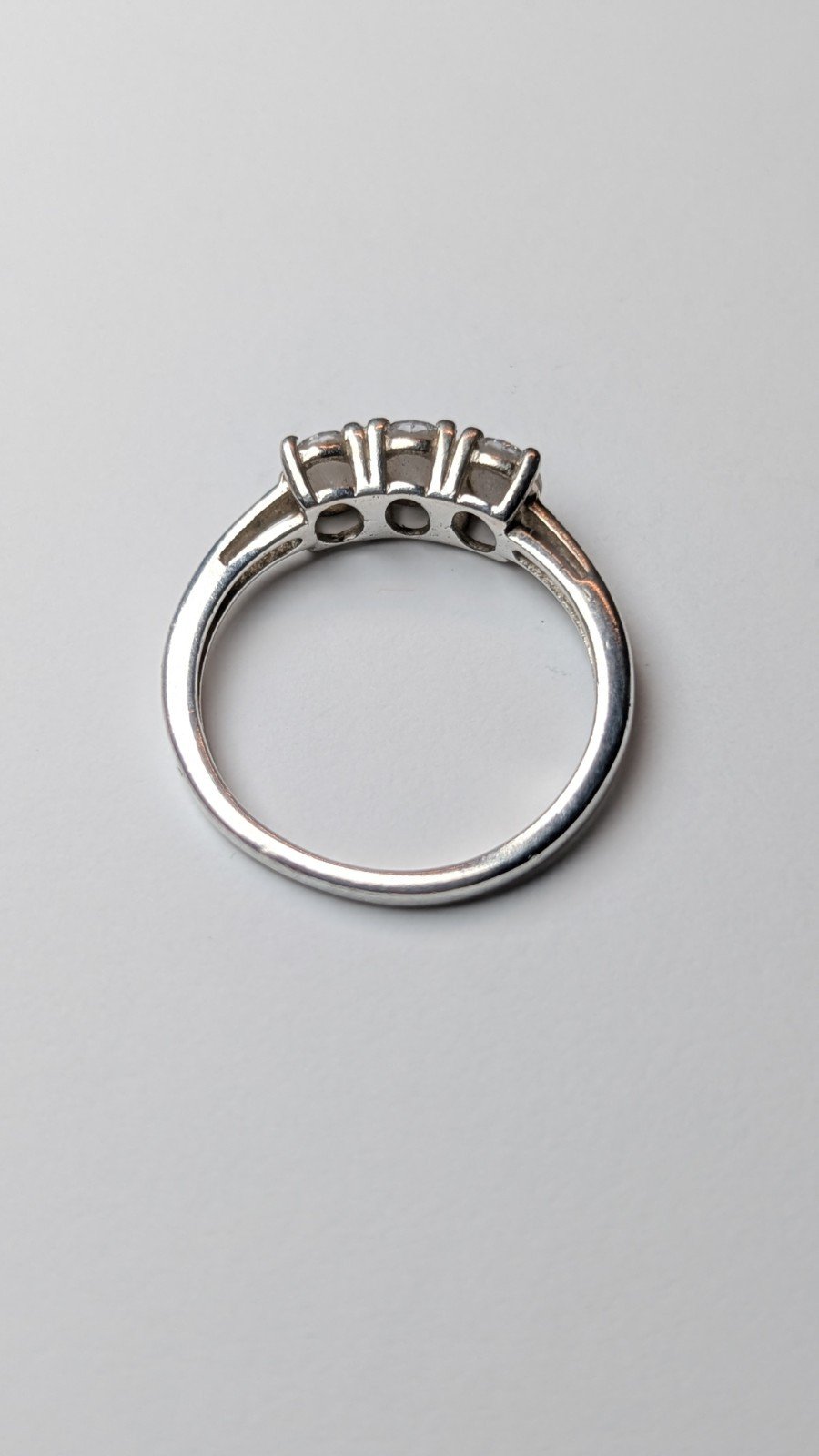 Vintage Sterling Silver Swarovski CZ 3 Stone Ring | Size N | 925 Silver - Image 5