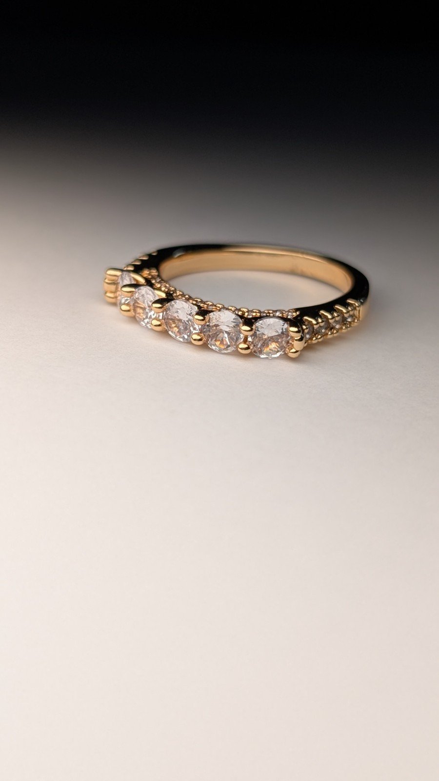 Costume Jewellery Gold Tone 5 Stone Ring | Size R - Image 2