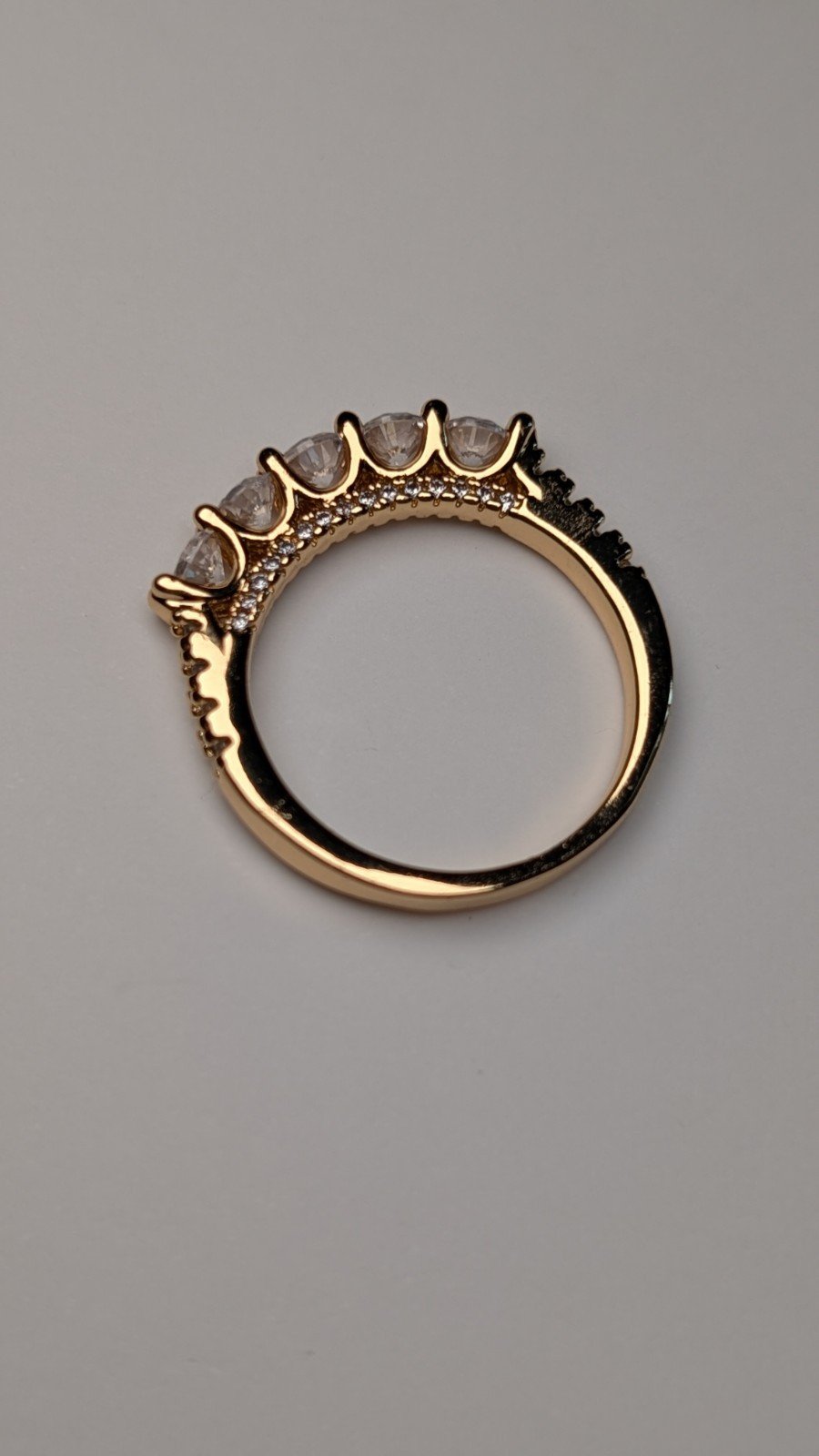 Costume Jewellery Gold Tone 5 Stone Ring | Size R - Image 3
