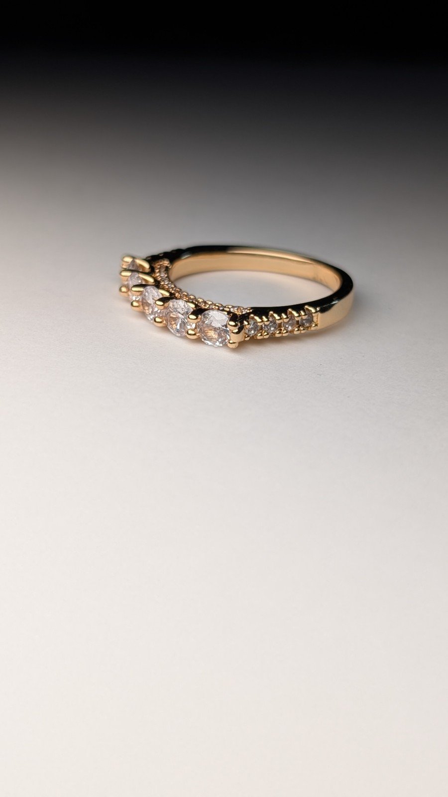 Costume Jewellery Gold Tone 5 Stone Ring | Size R - Image 4
