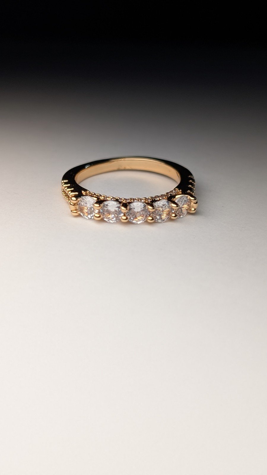 Costume Jewellery Gold Tone 5 Stone Ring | Size R - Image 5