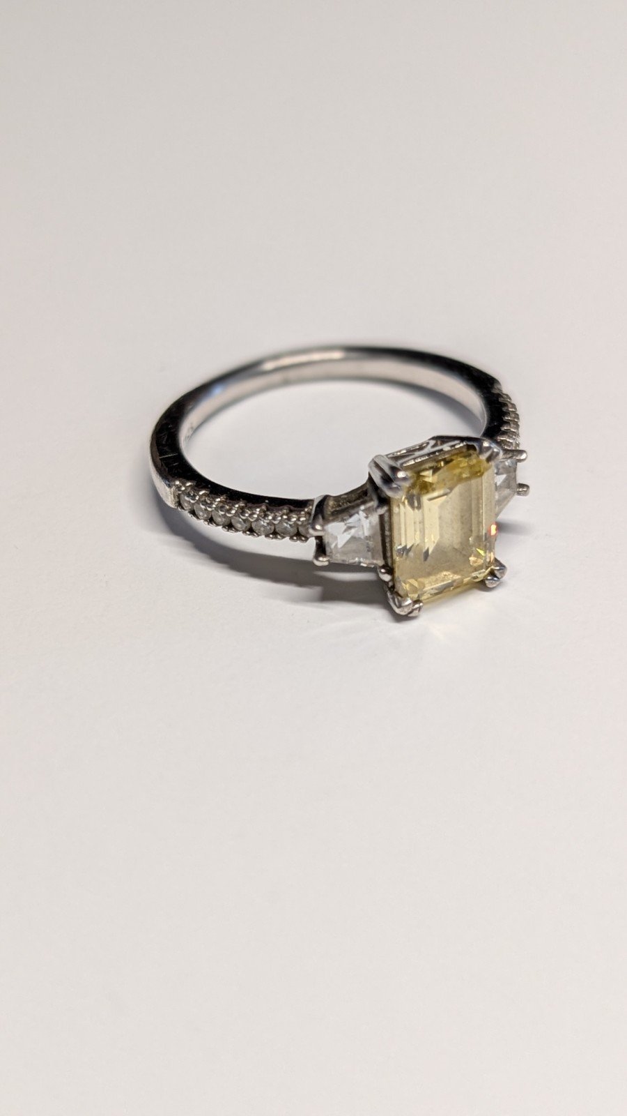 Vintage Sterling Silver DQCZ Yellow Trio Ring | Size N 1/2 | 925 Silver