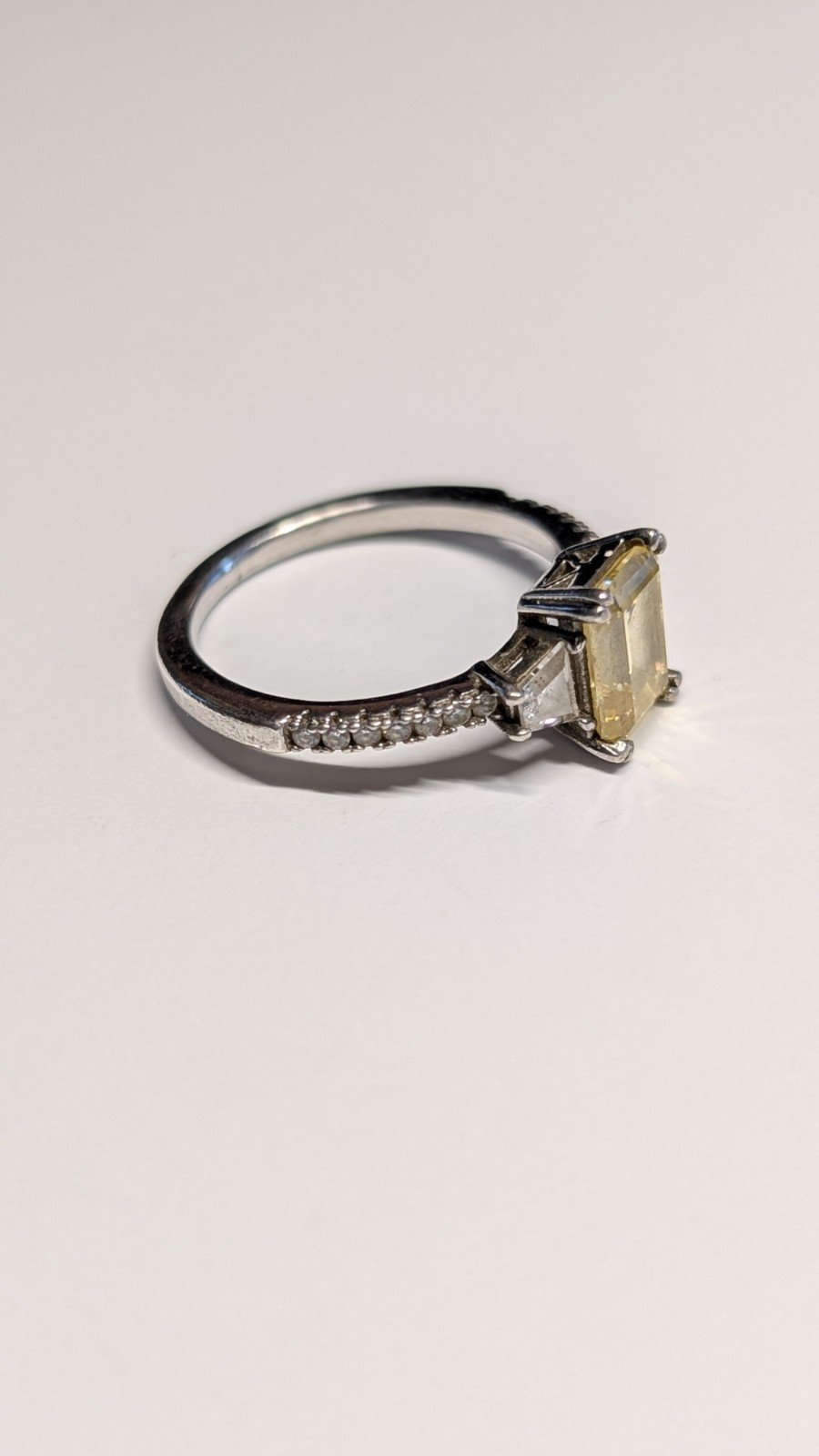 Vintage Sterling Silver DQCZ Yellow Trio Ring | Size N 1/2 | 925 Silver - Image 2
