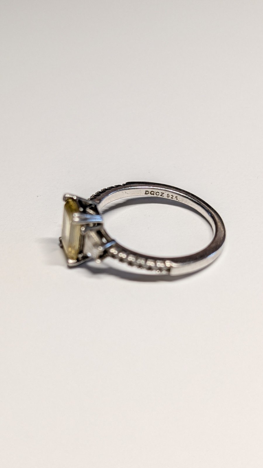 Vintage Sterling Silver DQCZ Yellow Trio Ring | Size N 1/2 | 925 Silver - Image 3