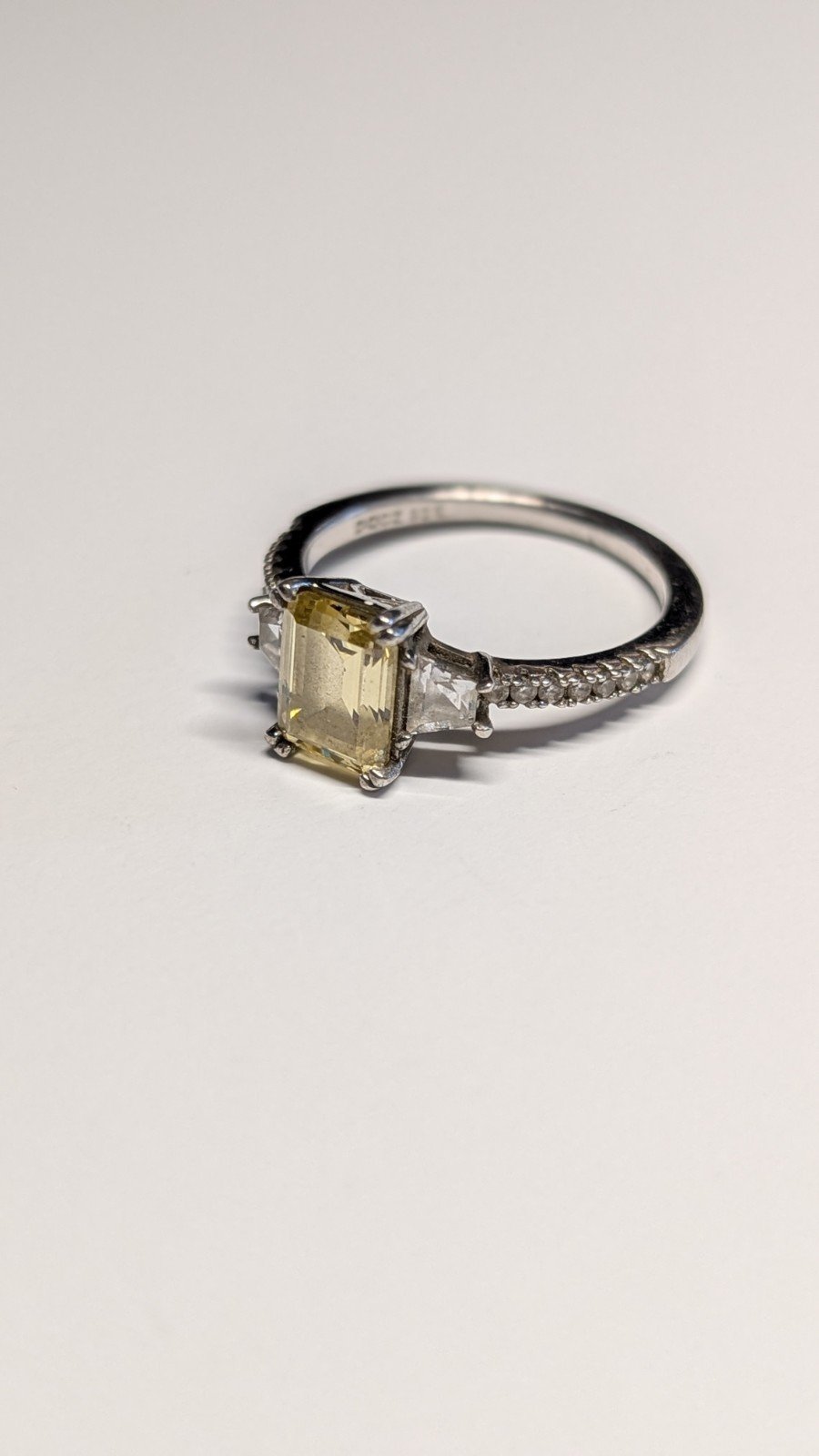 Vintage Sterling Silver DQCZ Yellow Trio Ring | Size N 1/2 | 925 Silver - Image 4