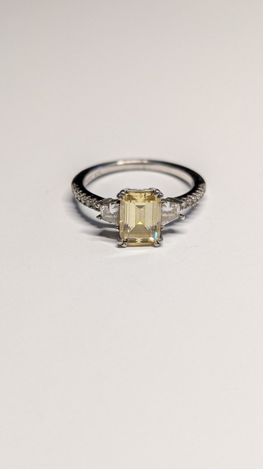 Vintage Sterling Silver DQCZ Yellow Trio Ring | Size N 1/2 | 925 Silver - Image 7