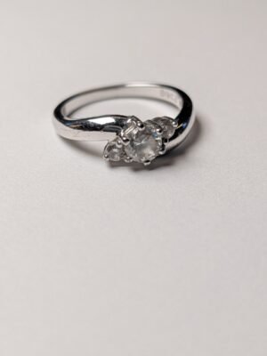 Vintage Sterling Silver 3 Stone Trilogy Ring | Size N 1/2 | 925 Silver