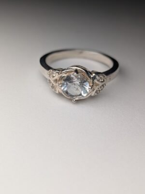 Vintage Sterling Silver Clear Gemstone Ring | Size Q | Size Q | 925 Silver