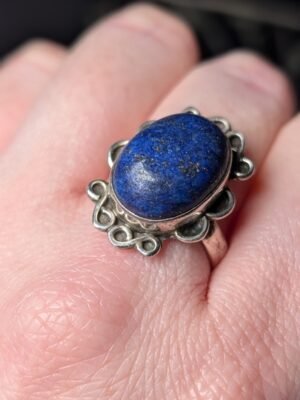 Vintage Sterling Silver Lapis Ring | Size S | 925 Silver