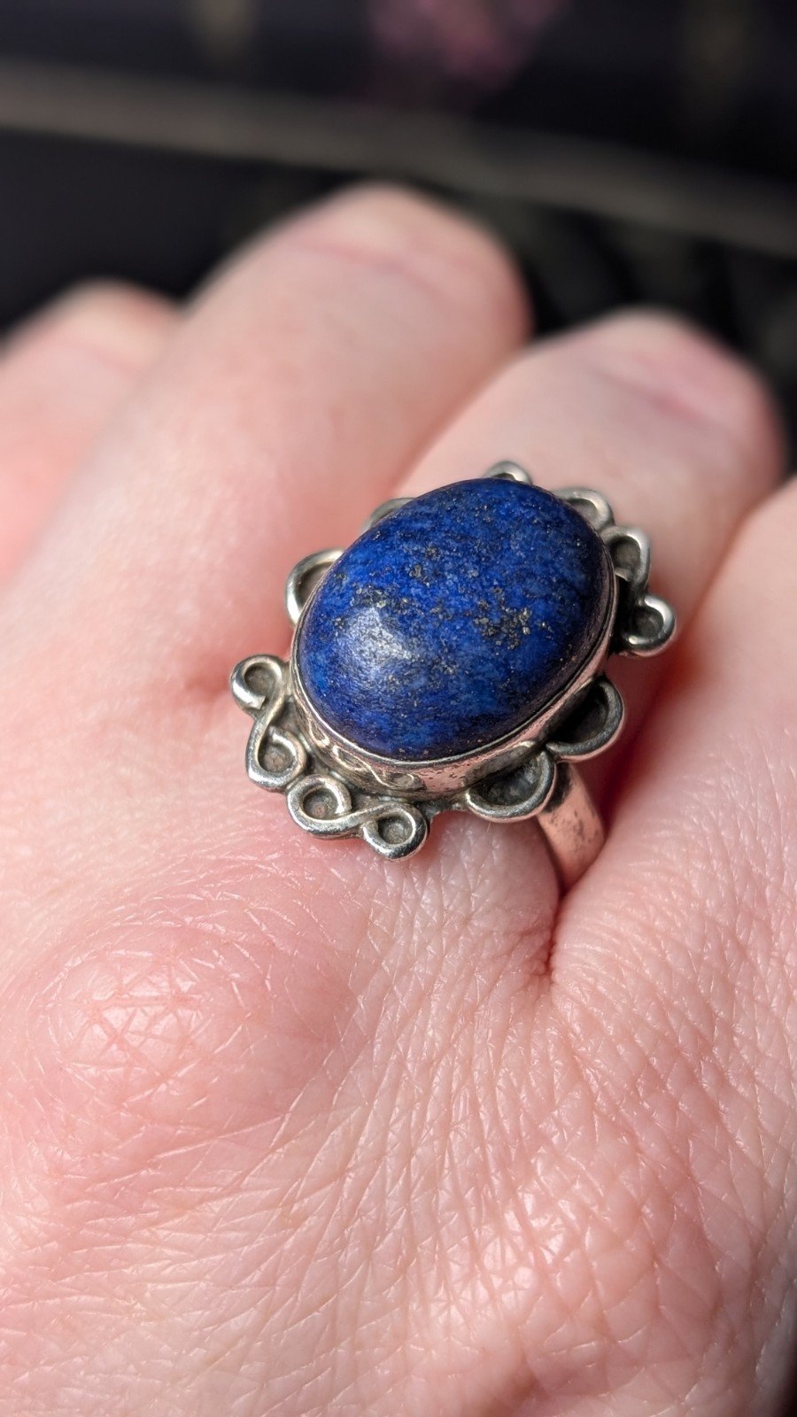 Vintage Sterling Silver Lapis Ring | Size S | 925 Silver