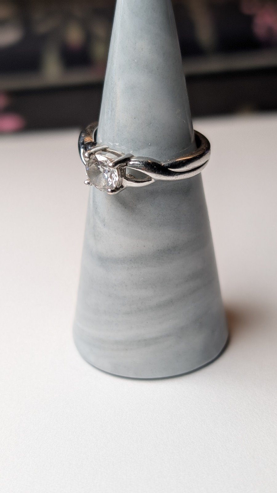 Vintage Sterling Silver DQCZ Solitaire Stone Ring | Size O 1/2 | 925 Silver - Image 6
