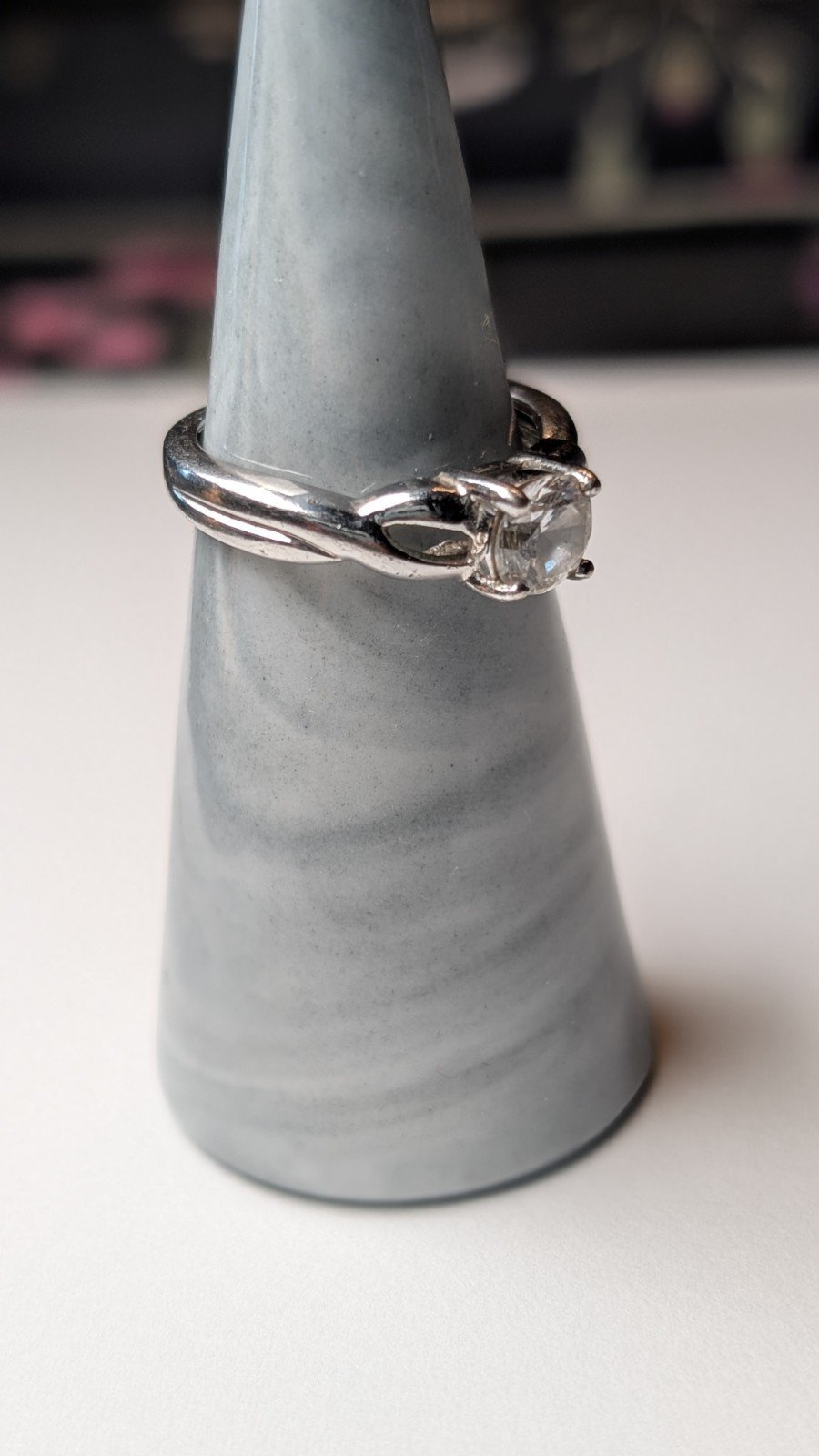 Vintage Sterling Silver DQCZ Solitaire Stone Ring | Size O 1/2 | 925 Silver - Image 9